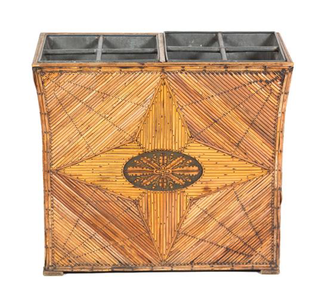 A Bamboo Clad Metal Umbrella Stand Height 22 1/4 x 25 (1 of 1)