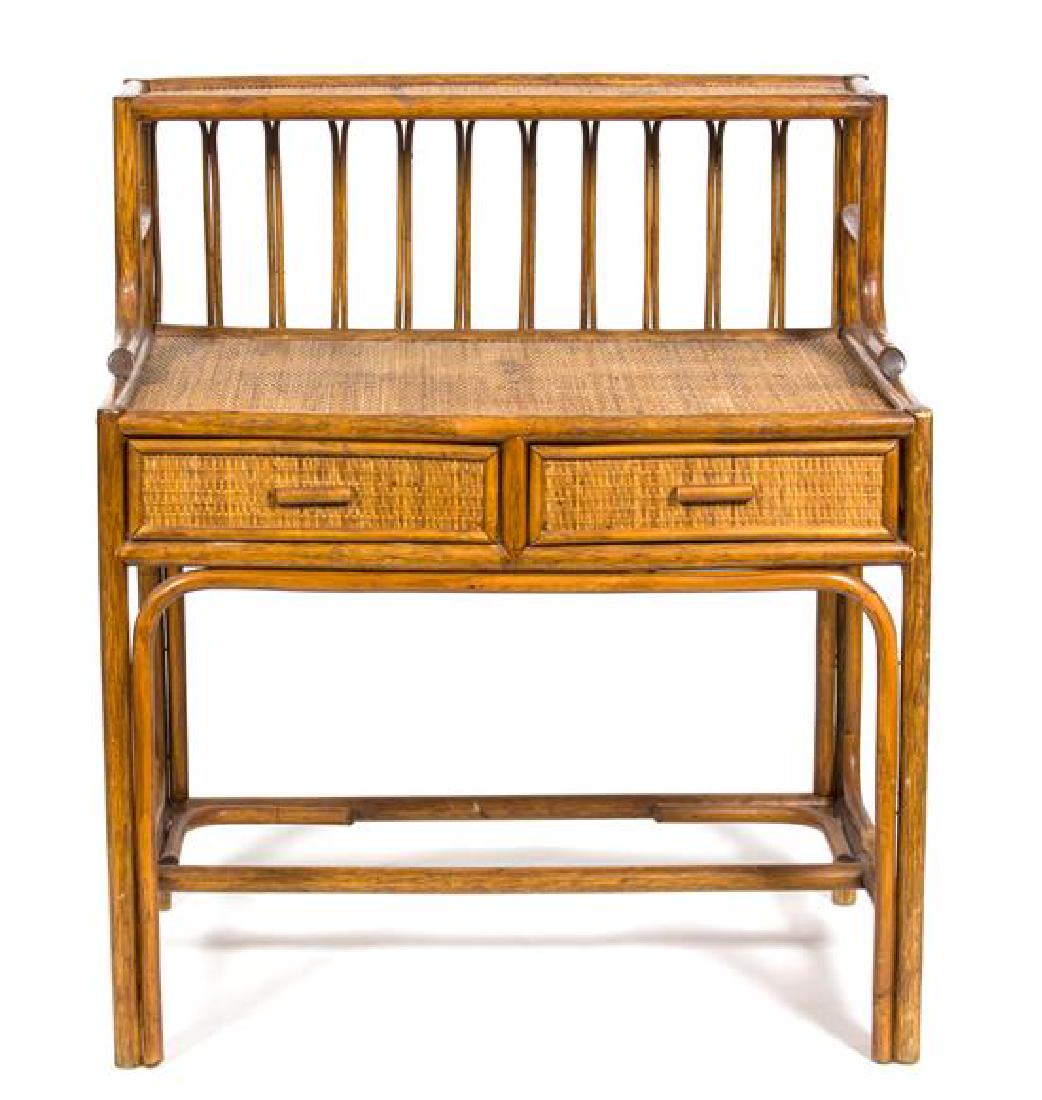 A Bamboo and Rattan Desk Height 42 x width 35 1/2 x (1 of 2)