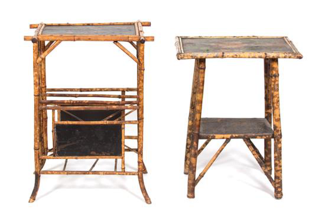 Two Victorian Style Burnt Bamboo and Lacquer Side (1 of 2)