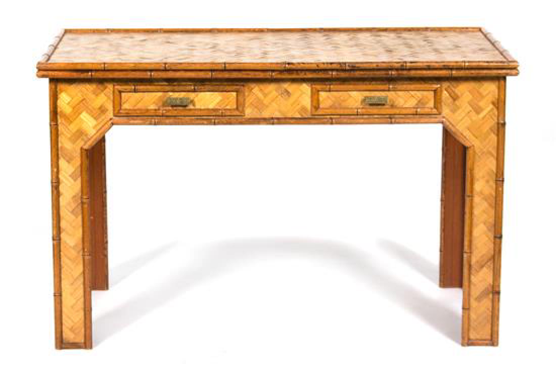 A Rattan Desk Height of desk 31 x width 48 x depth 24 (1 of 2)