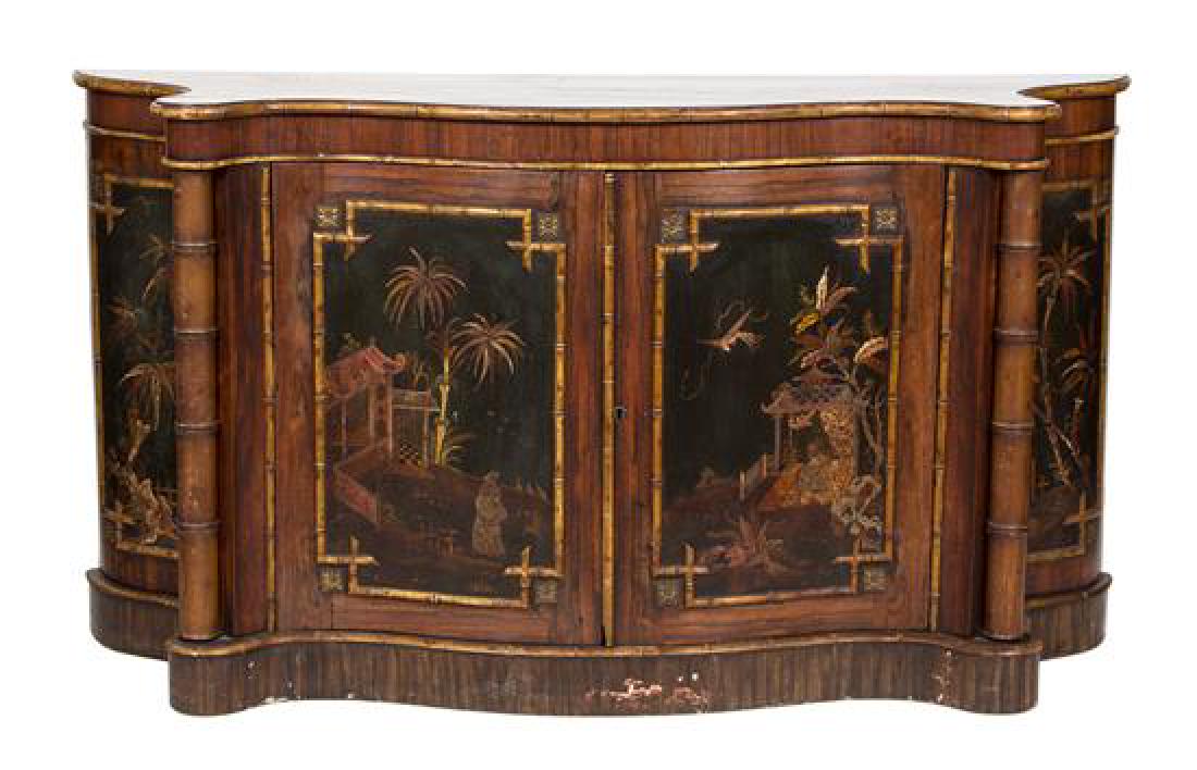 A Modern Faux Bamboo Console Cabinet Height 36 1/2 x (1 of 1)