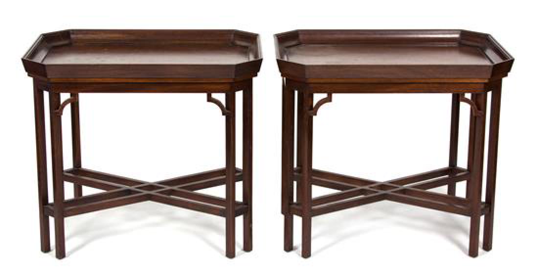 A Pair of Chinese Chippendale Mahogany and Rosewood (1 of 1)