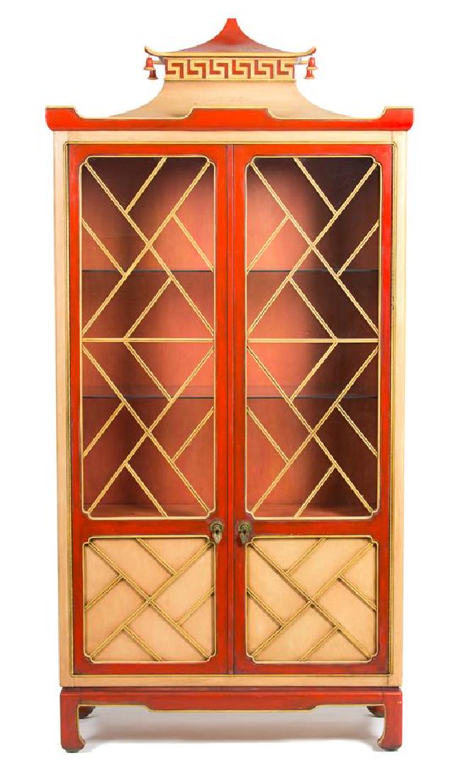 A Pagoda Style Painted Display Cabinet Height 84 x (1 of 1)