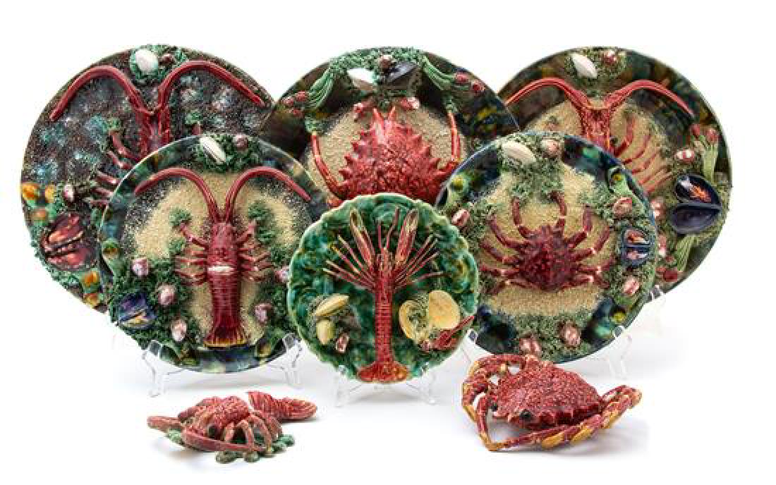 A Group of Palissy Style Trompe L'Oeil Majolica Plates (1 of 1)