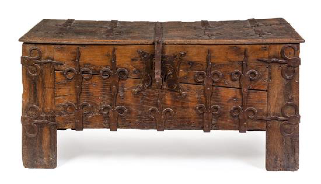 A French Gothic Iron Mounted Oak Chest Height 30 x (1 of 1)