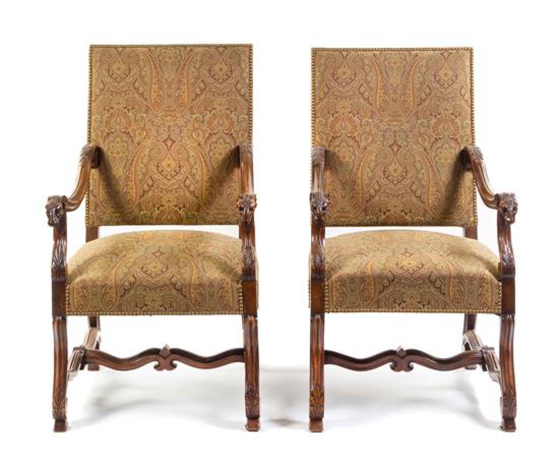 A Pair of Louis XIII Style Armchairs Height 45 inches. (1 of 1)