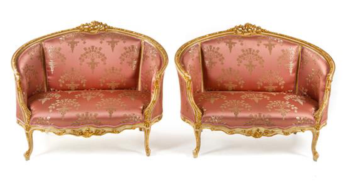 A Pair of Louis XV Style Painted and Parcel Gilt (1 of 1)