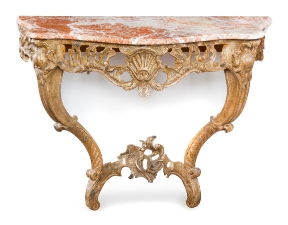 A Rococo Style Giltwood Console Table Height 33 1/2 x (1 of 1)