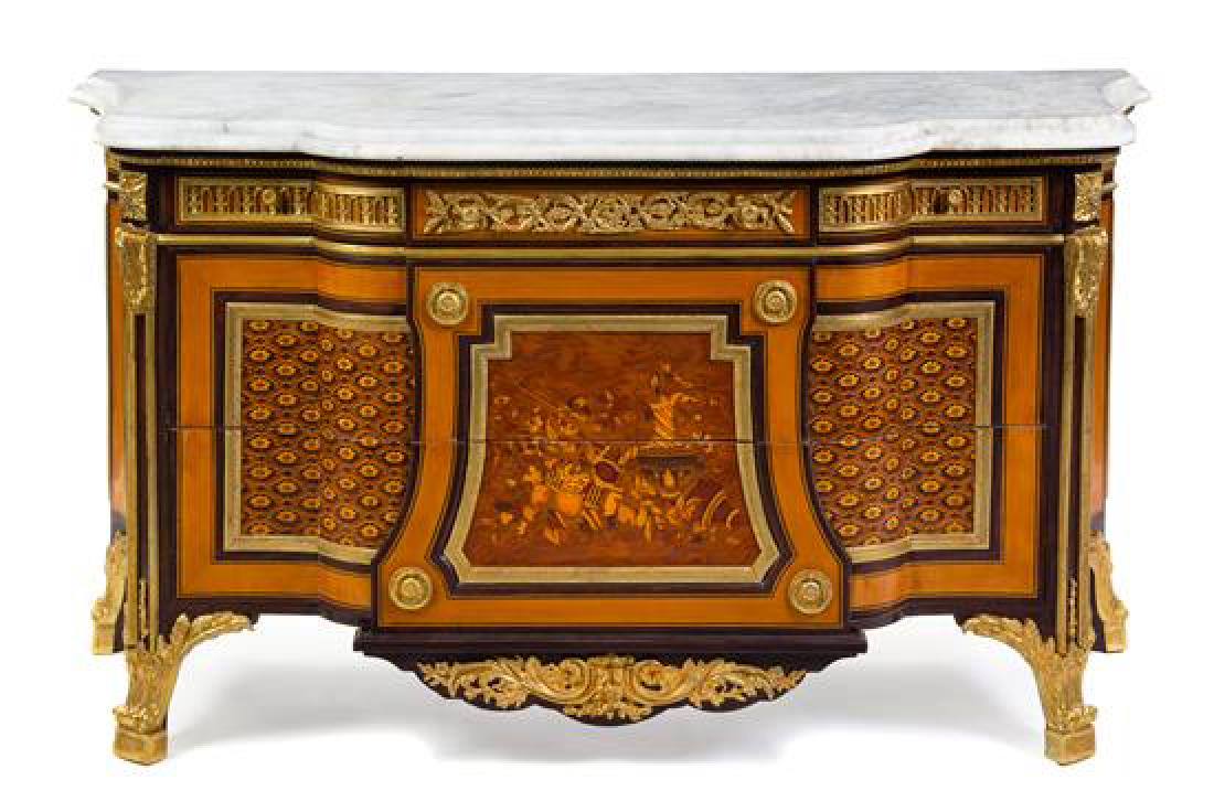 A Louis XVI Style Gilt Bronze Marquetry and Parquetry (1 of 1)
