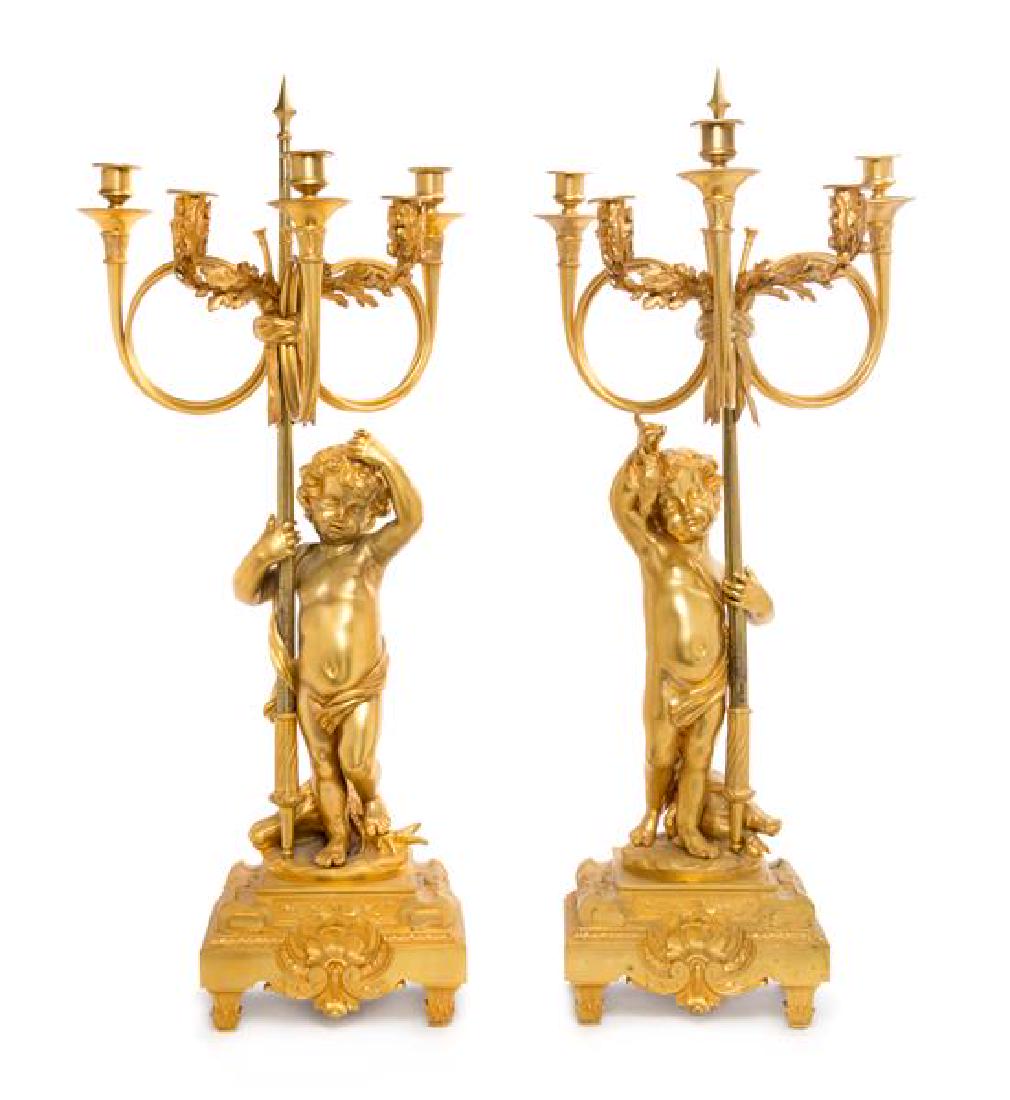 A Pair of French Gilt Bronze Five-Light Candelabra (1 of 1)