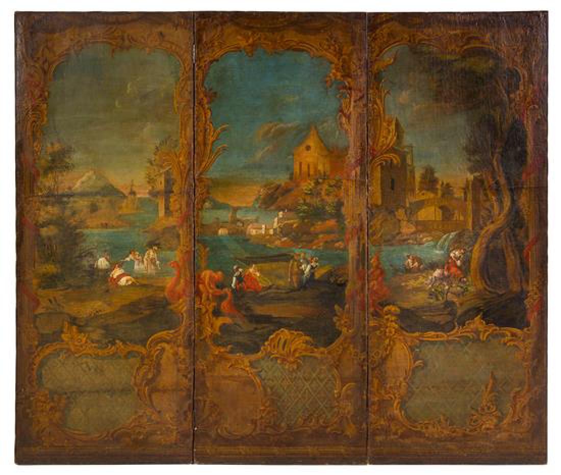 A Continental Painted Three-Panel Floor Screen Height (1 of 1)