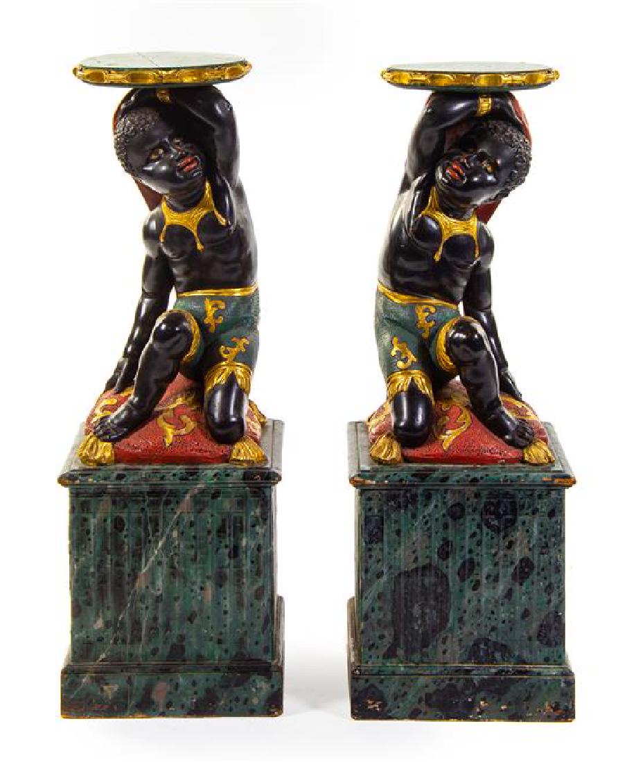 A Pair of Painted and Parcel Gilt Figural Pedestals (1 of 1)