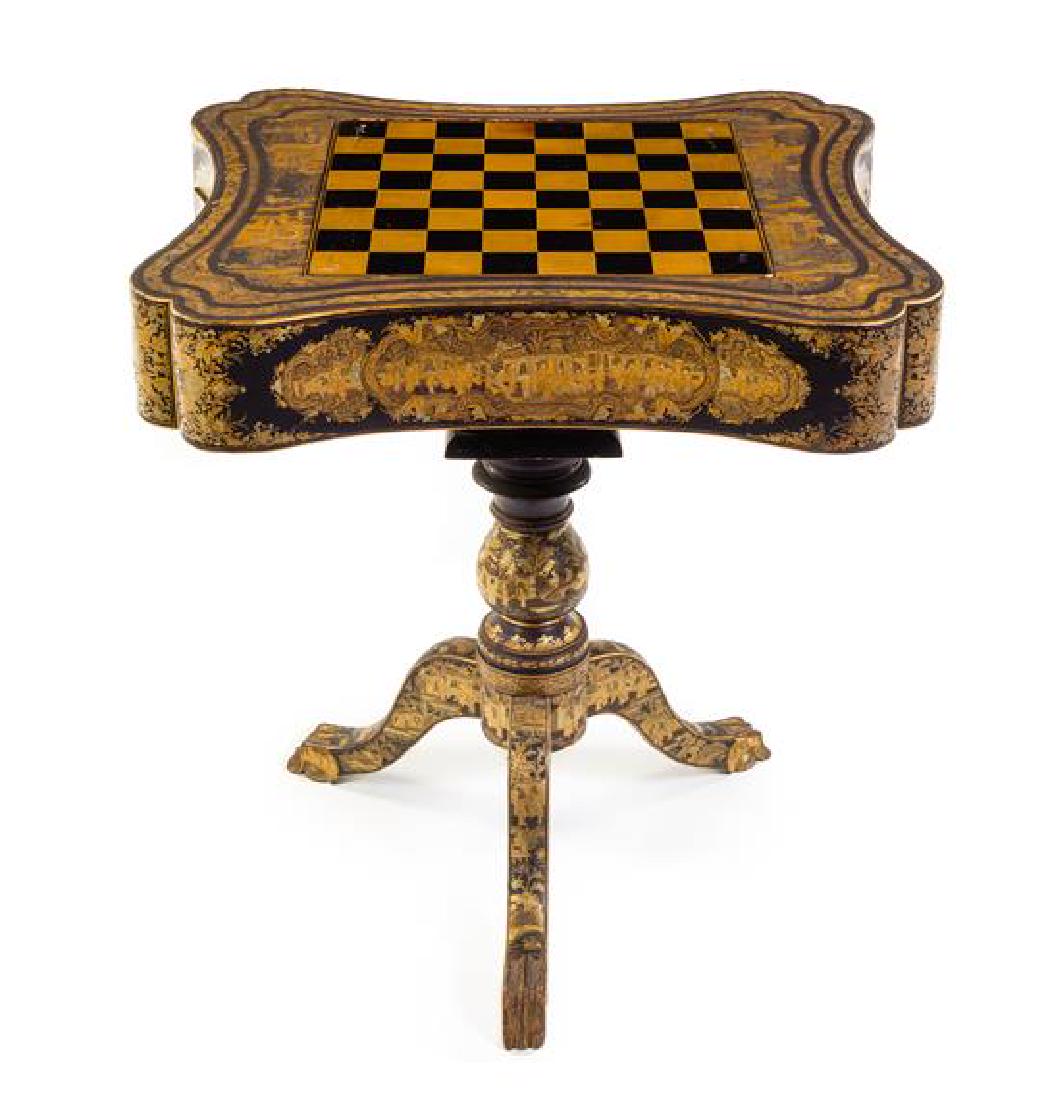A Chinese Export Lacquered Game Table Height 30 1/2 x (1 of 1)