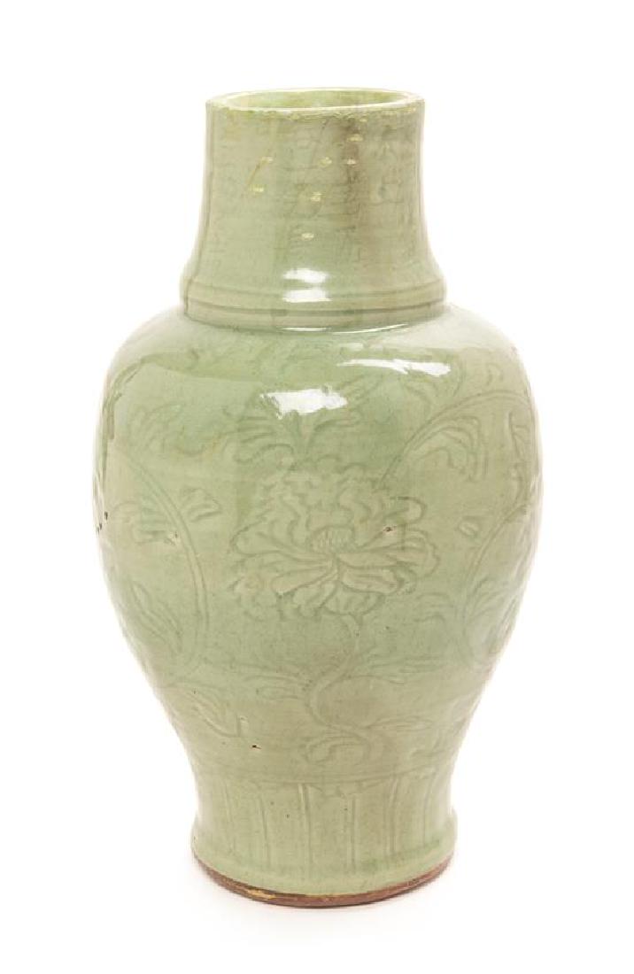 A Chinese Longquan Celadon Glazed Porcelain Vase Height (1 of 1)