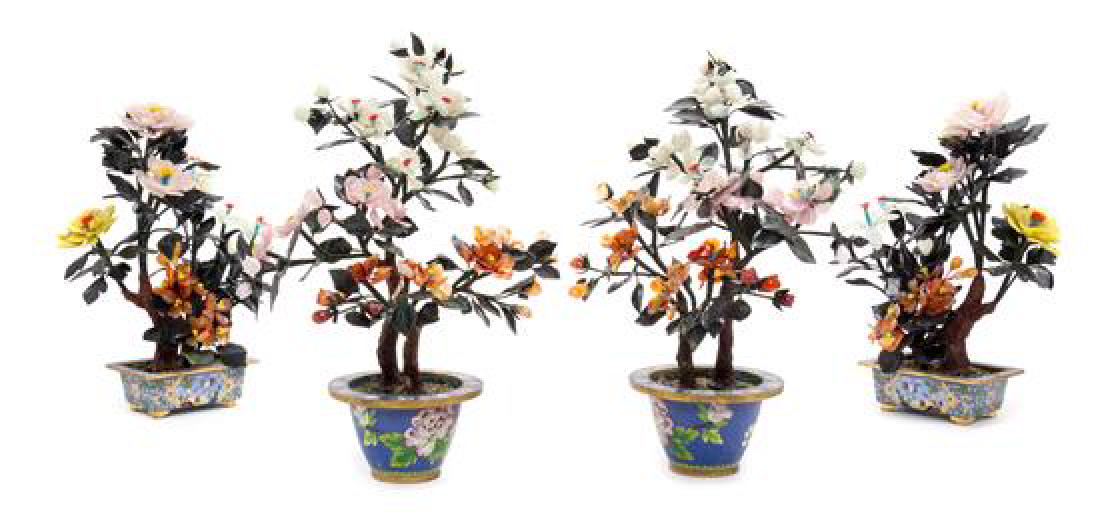 Two Pairs of Chinese Hardstone Floral Arrangements (1 of 1)