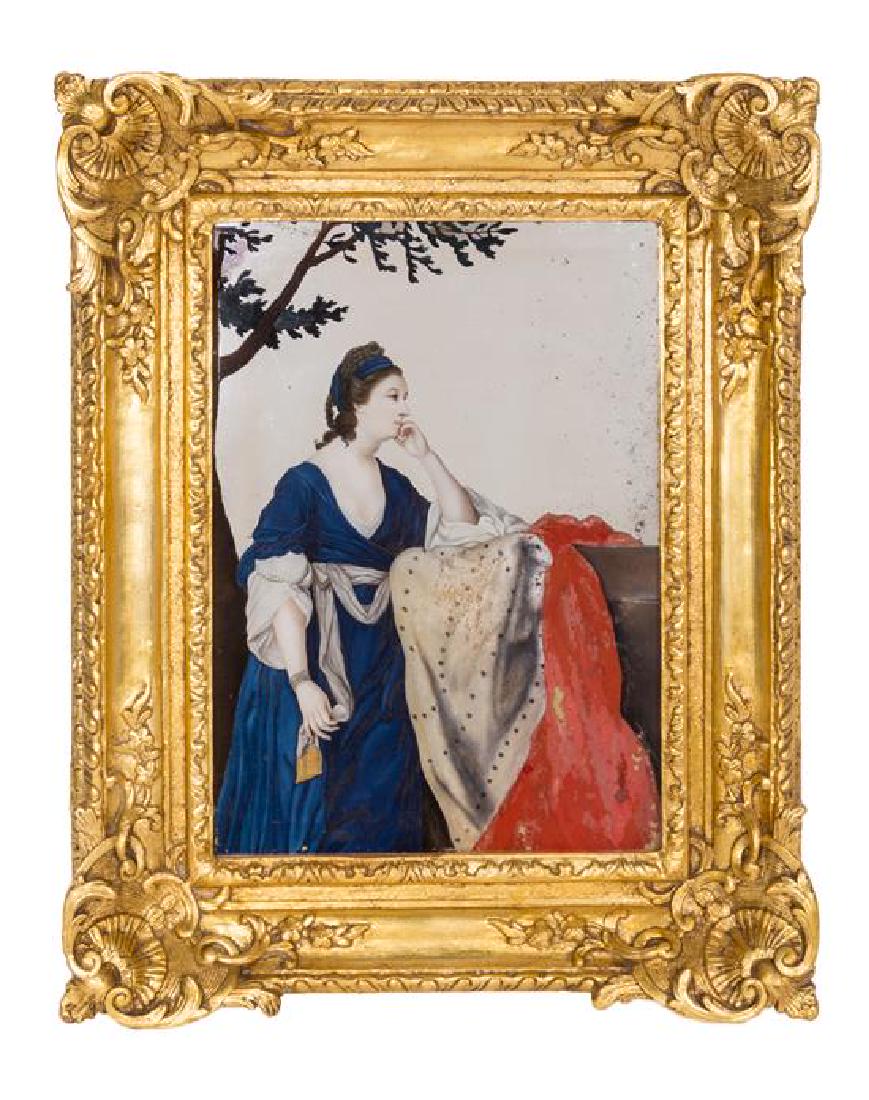 A Reverse Painted Mirror Height 16 x width 12 inches. (1 of 1)