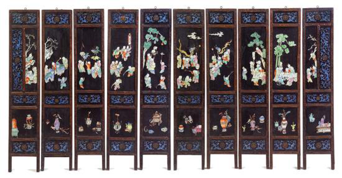 A Set of Ten Chinese Lacquered and Enameled Panels (1 of 1)