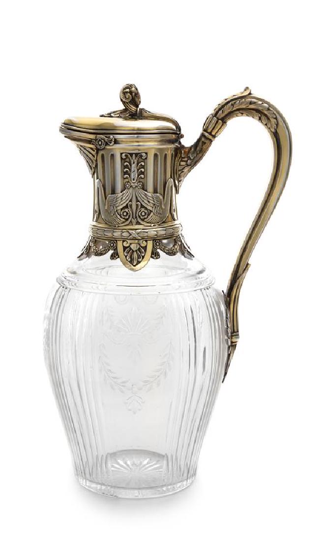 A French Silver-Mounted and Cut Glass Pitcher, Maker's (1 of 2)