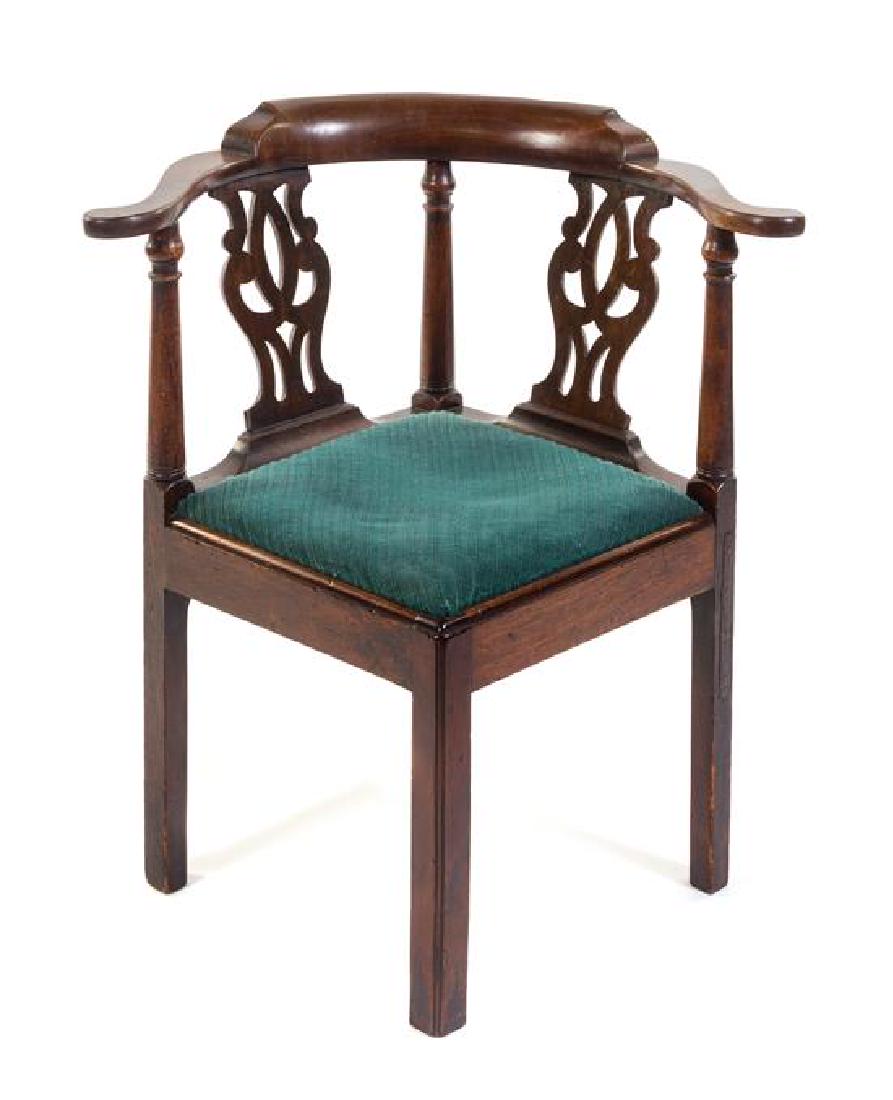 A George III Mahogany Corner Chair Height 32 inches. (1 of 1)