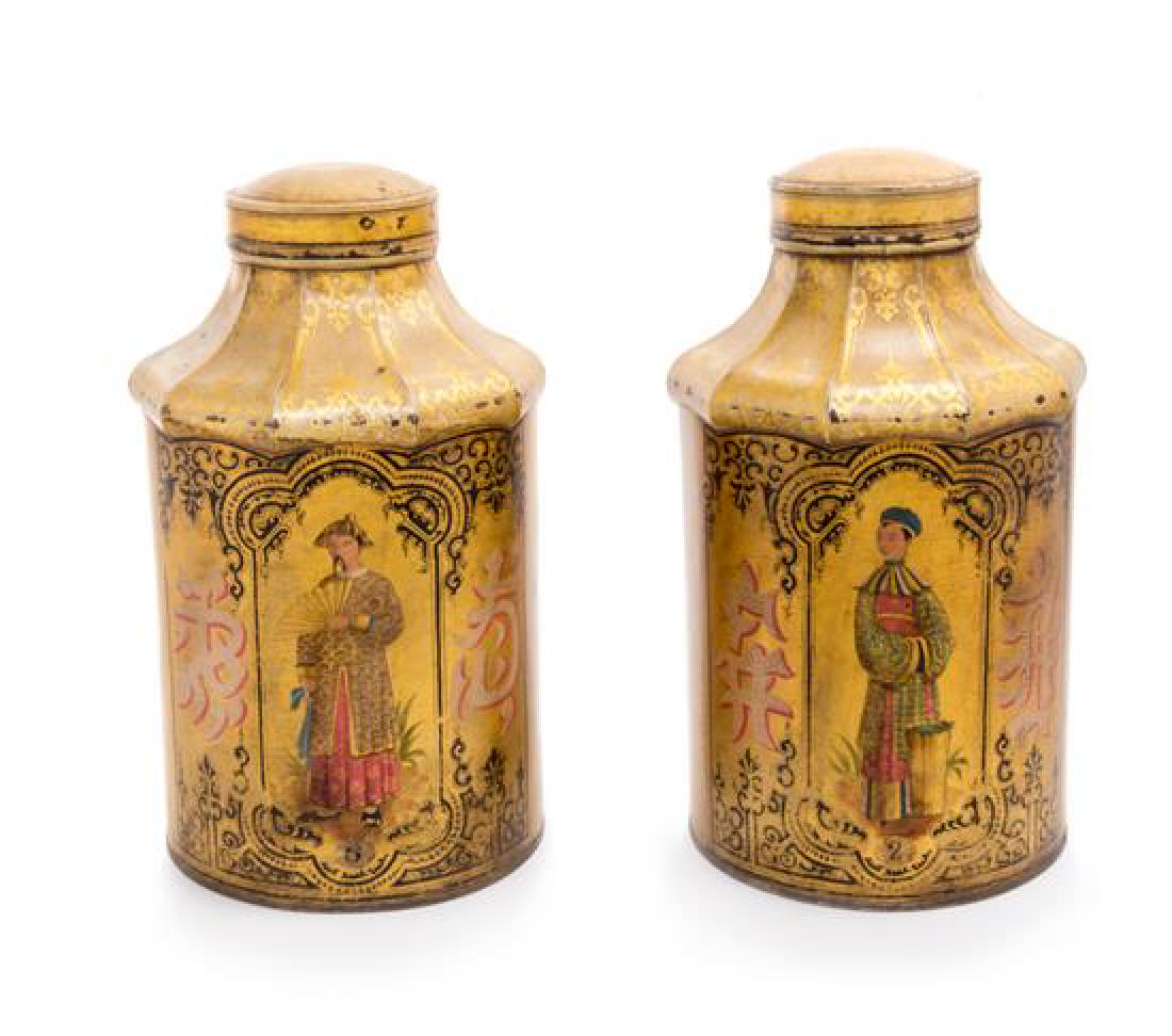 A Pair of Victorian Tea Canisters Height 16 3/4 inches. (1 of 1)
