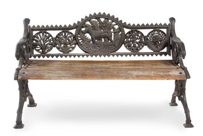 A Victorian Cast Iron Bench Width 49 1/2 inches. (1 of 1)