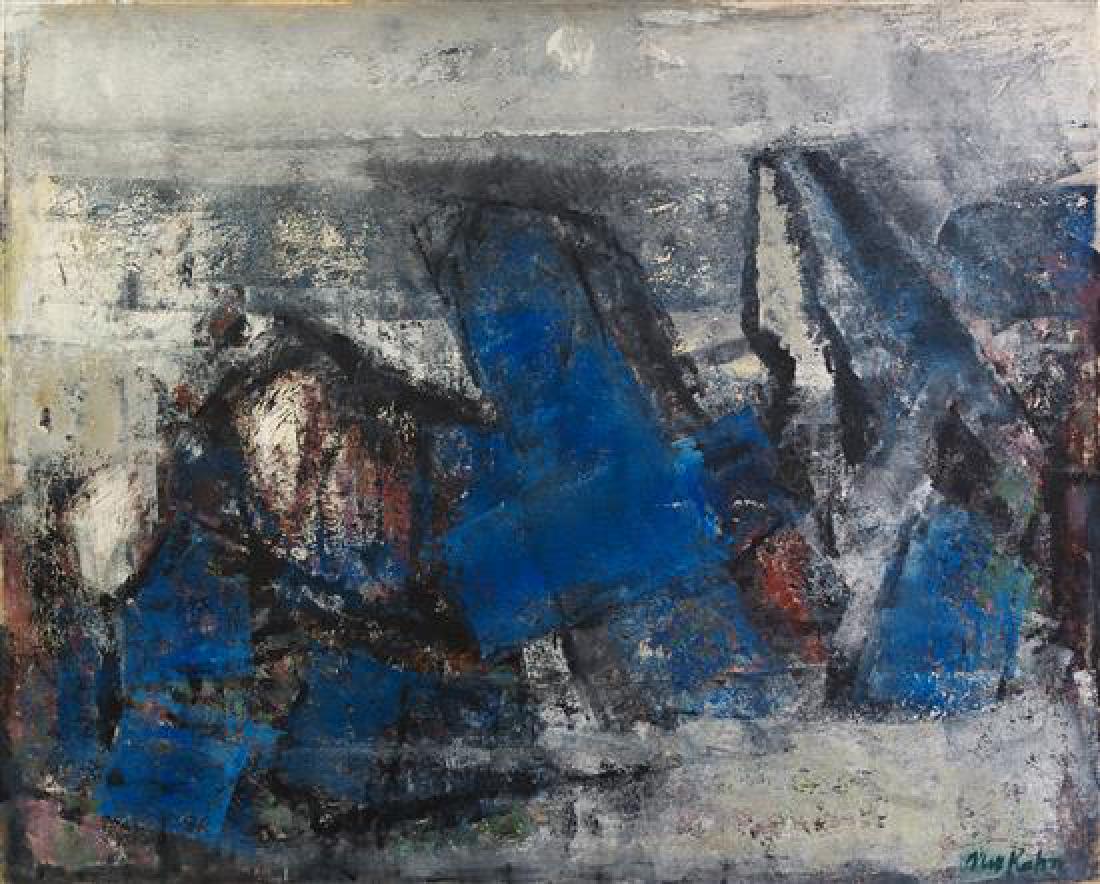 Max Kahn, (American/Russian, 1902-2005), Low Tide: Max Kahn (American/Russian, 1902-2005) Low Tide oil on canvas signed Max Kahn (lower right) 40 x 50 inches. Estimate $800-1,200 Provenance: B.C. Holland Inc, Chicago Fairweather Hardin