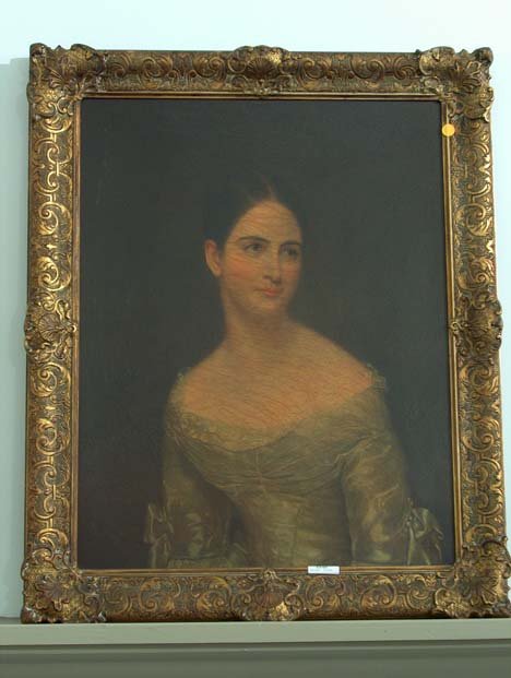 FRAMED PRINT MISS PIERCE" 20th c. After the famou: FRAMED PRINT MISS PIERCE" 20th c. After the famous painting by Thomas Sully, in an ornate gilt frame. H:34 in x W: 27 1/2 in."