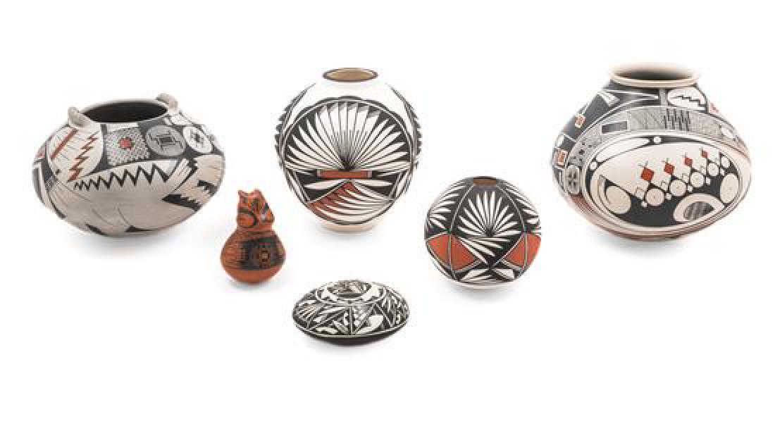 * Six New Mexican Pueblo Pottery Vessels Height of (1 of 1)