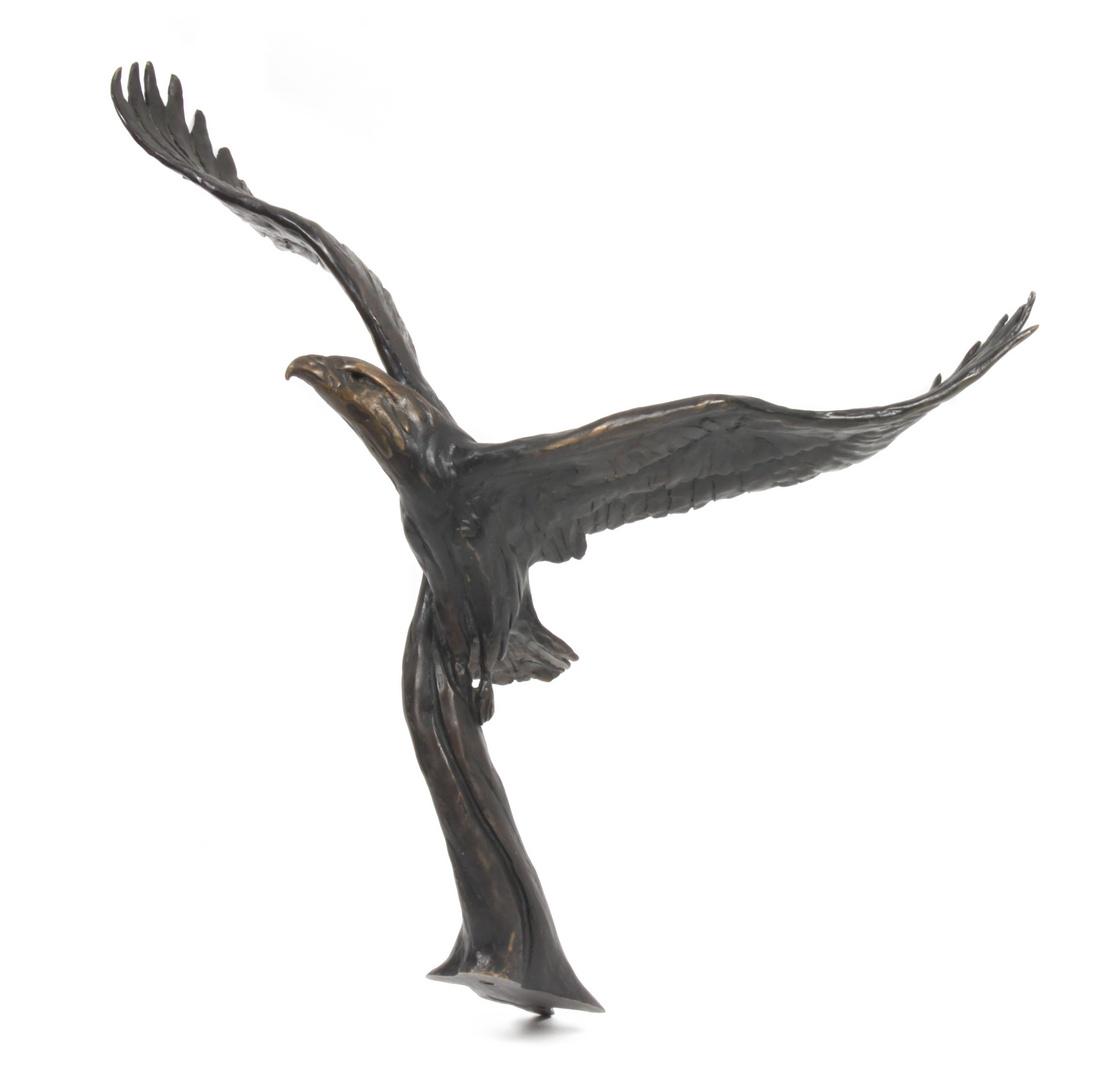 Dan Ostermiller Height 14 x width 12 1/2 inches: Dan Ostermiller (american, b. 1956) Eagle, bronze, signed Dan Ostermiller, c. 82 (base) Height 14 x width 12 1/2 inches Estimate $1,000-2,000