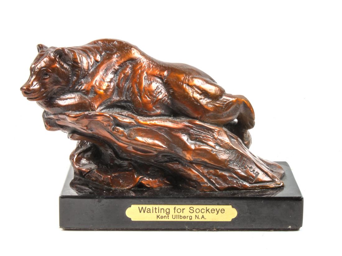 Kent Ullberg Height 4 x width 6 1/2 inches: Kent Ullberg (american, b. 1945) Waiting for Stockeye, bronze, signed Ullberg (lower right) Height 4 x width 6 1/2 inches Estimate $200-300