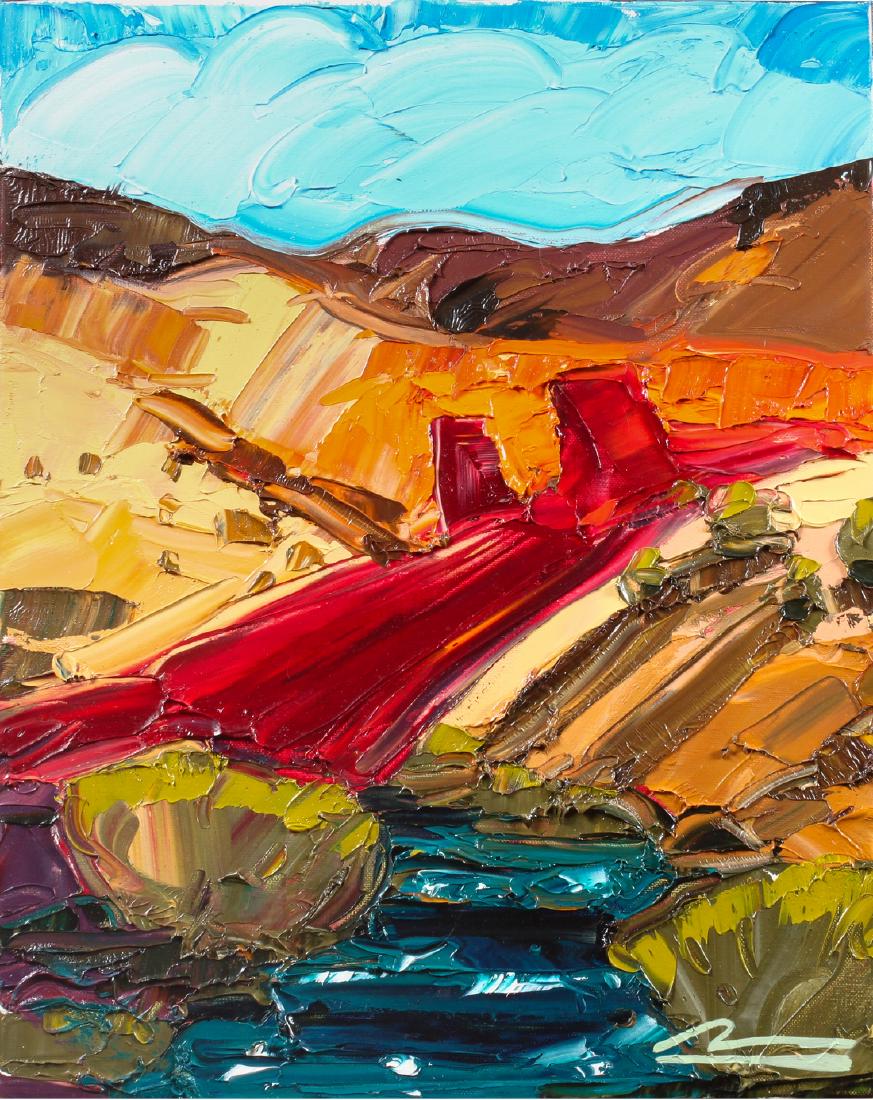 Mateo Romero 20 x 16 inches: Mateo Romero (cochiti, b. 1966) Southwestern Landscape, oil on canvas, signed illegibly (lower right) 20 x 16 inches Estimate $200-400
