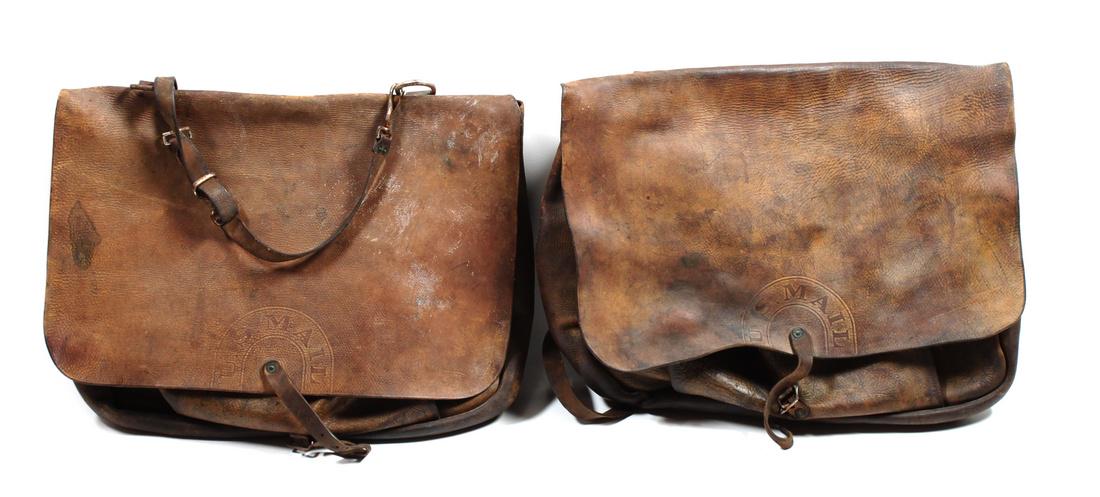 Two Leather U.S. Mail Bags Height 17 x width 21 inches (1 of 1)