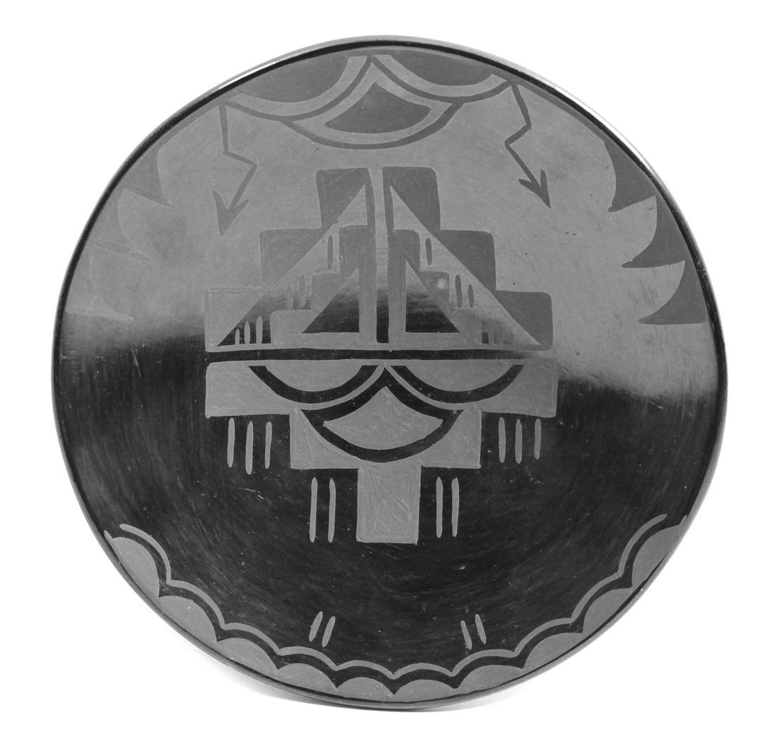 Santa Clara Blackware Plate Diameter 11 3/8 inches: Santa Clara Blackware Plate signed Petra. Diameter 11 3/8 inches Estimate $400-600 Property from the Collection of Josephine Marquez, Bernalillo, New Mexico