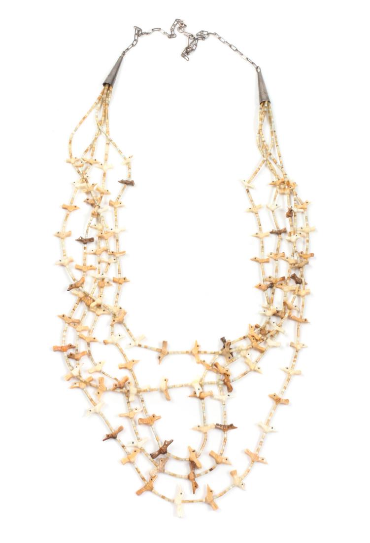 Zuni Five Strand Bird Fetish Necklace Length 27 inches (1 of 1)