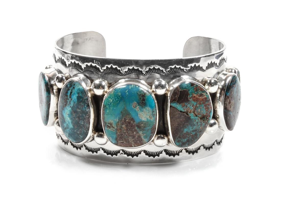 Edison Begay (Dine, b. 1954) Silver & Turquoise Cuff (1 of 1)