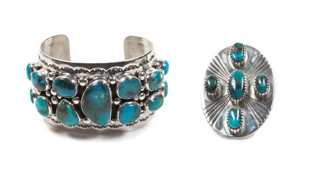 Edison Begay (Dine, b. 1954) Silver and Turquoise Cuff (1 of 1)