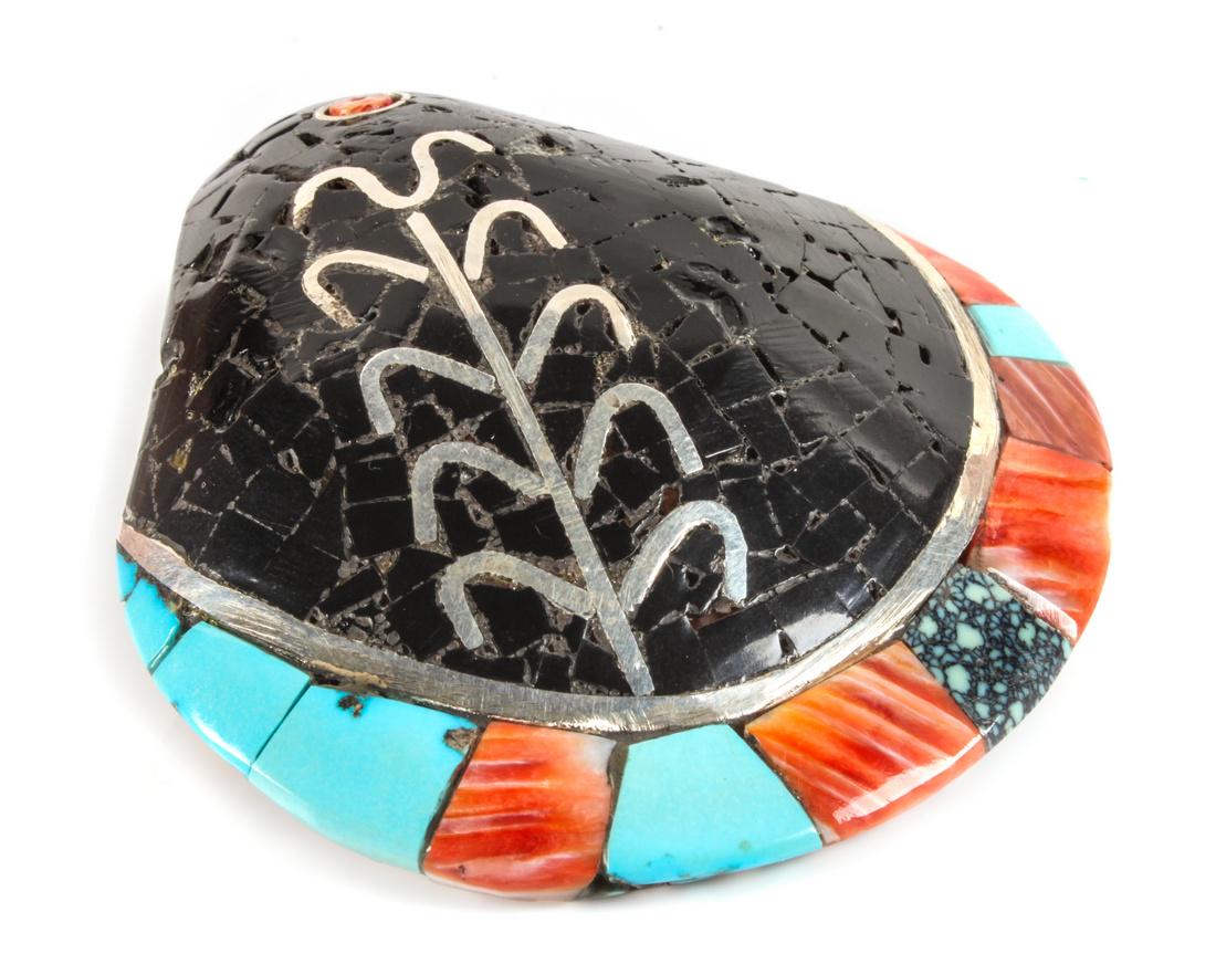 Santo Domingo Inlay Shell Pendant Height 3 inches (1 of 1)