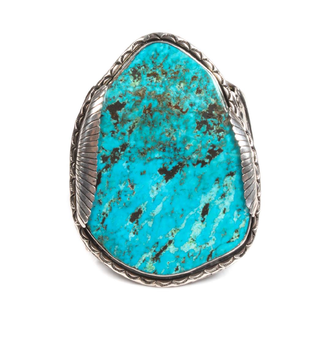 Large Southwestern Silver and Turquoise Cuff Bracelet (1 of 1)