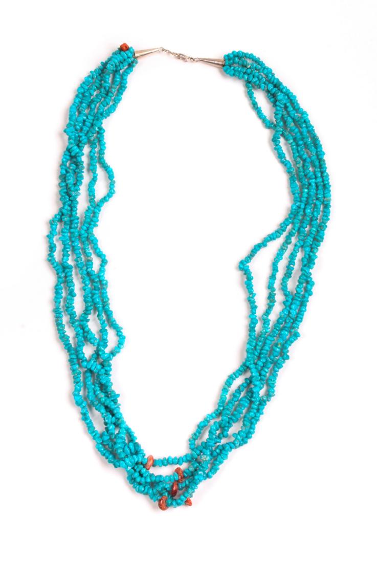 Southwestern Five Strand Turquoise and Shell Necklace (1 of 1)