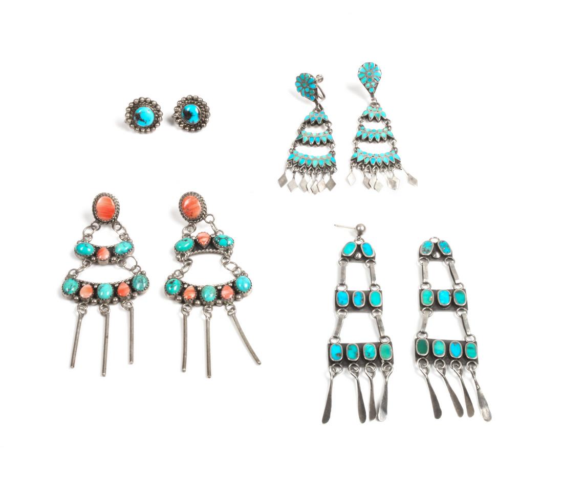 Six Pairs of Southwestern Earrings Length of longest 3 (1 of 2)