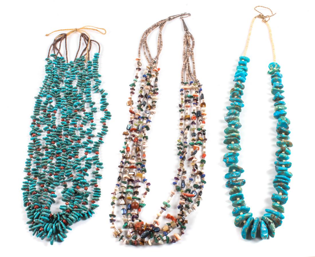Three Southwestern Multi-Gem Bead Necklaces Length of (1 of 1)