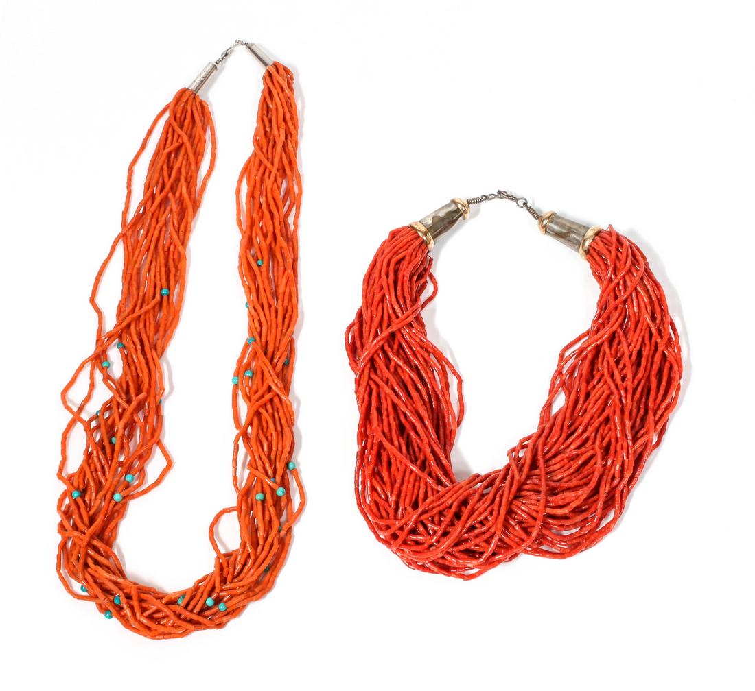 Two Southwestern Coral Necklaces Length of longest 26 (1 of 1)