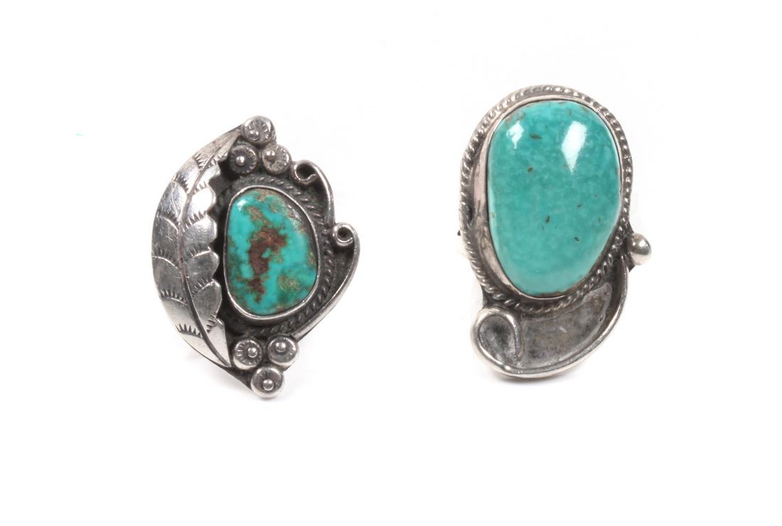 Two Southwestern Silver and Turquoise Rings (1 of 1)