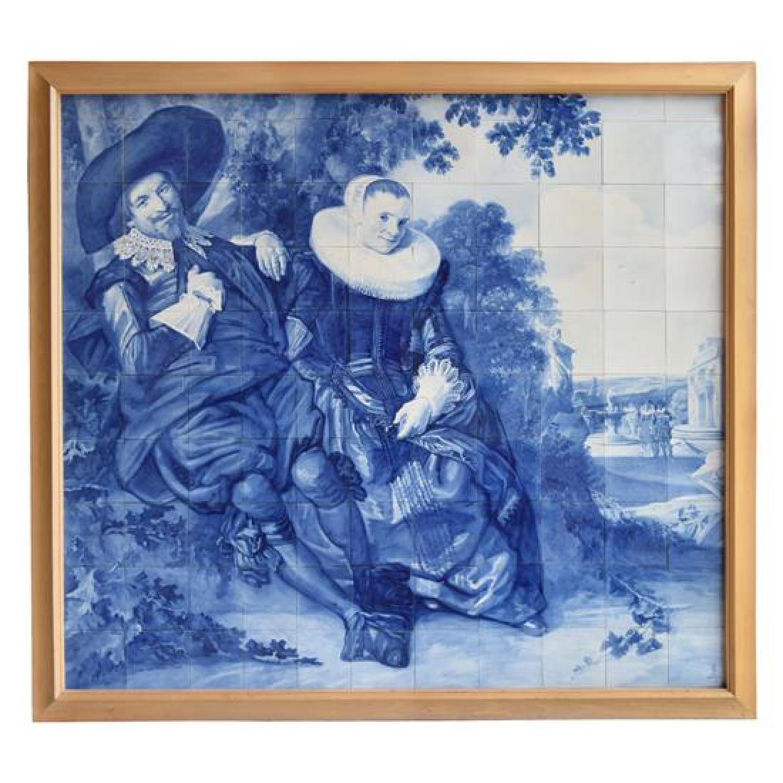 A Delft Tile Mosaic After Frans Hals 70.5" W x 4" D x (1 of 4)