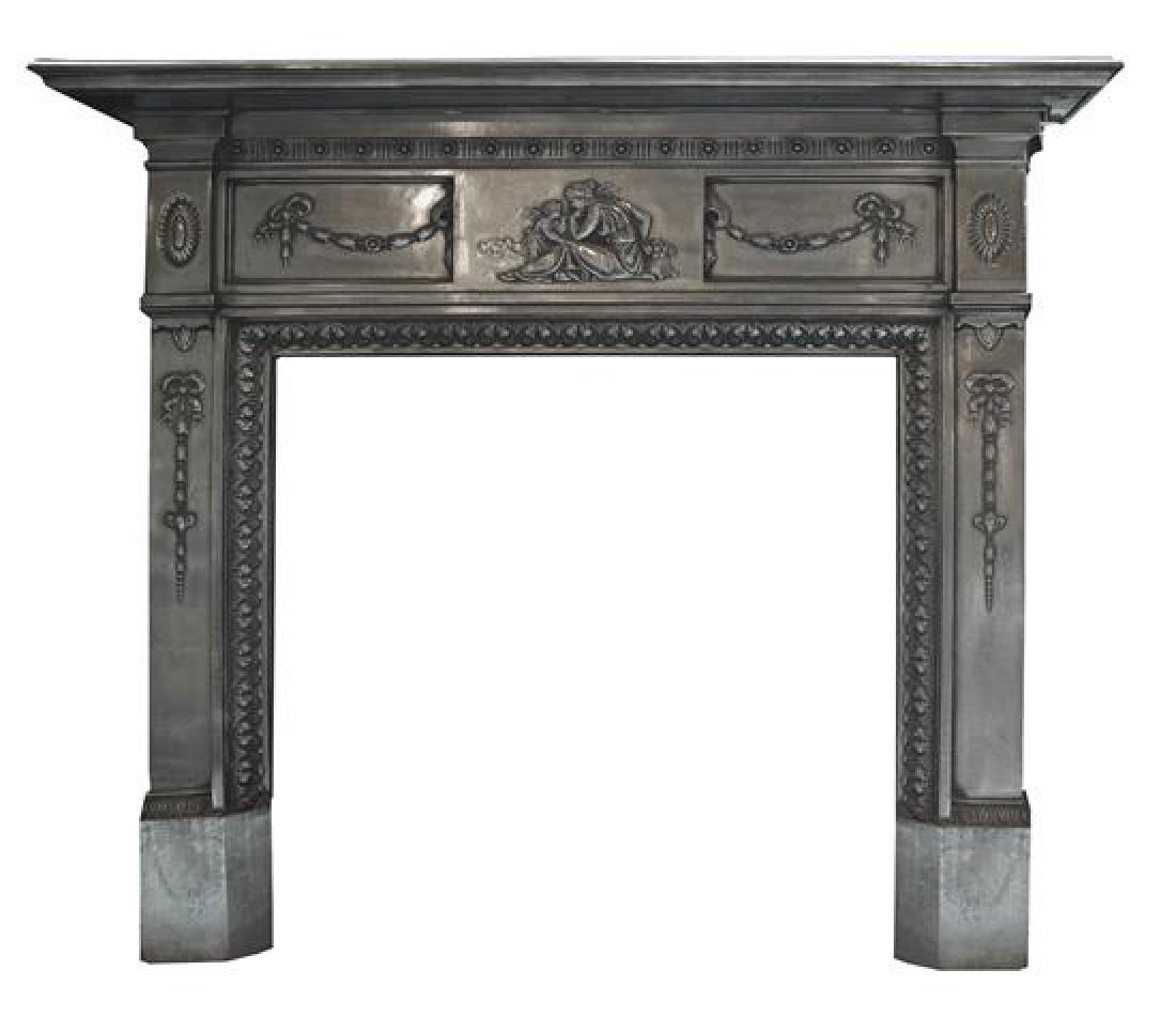 A Cast Iron Fireplace Mantel 60.5" W x 9.25" D x (1 of 3)