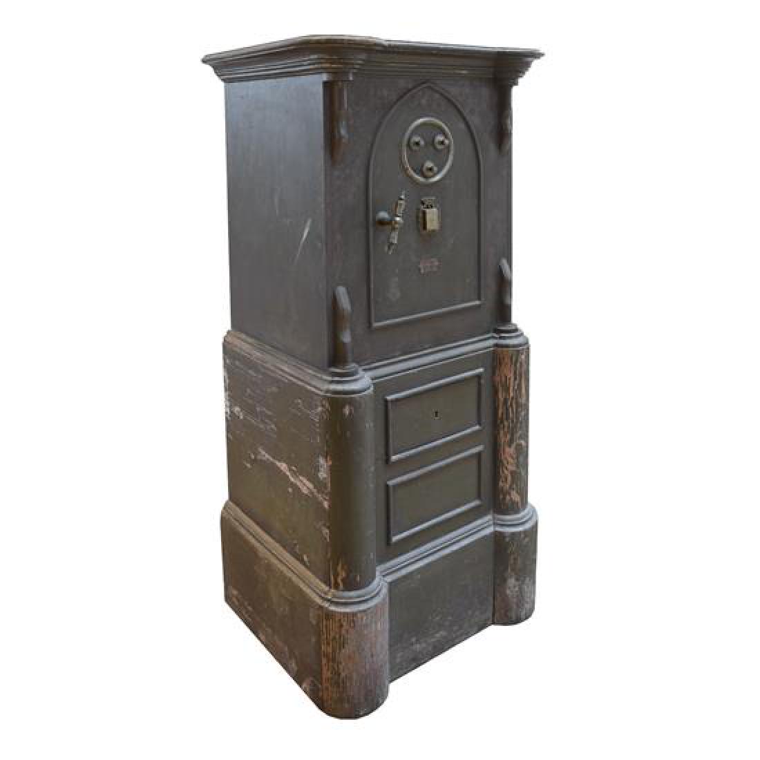 An Iron, Brass, and Wood Safe 24" W x 19" D x 53.5" H (1 of 4)