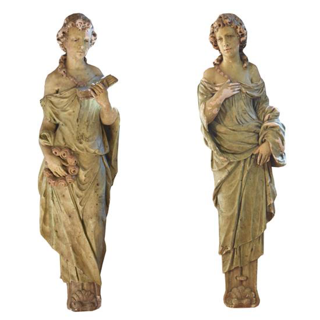 A Pair of American Composition Statues 18" W x 10" D x (1 of 3)