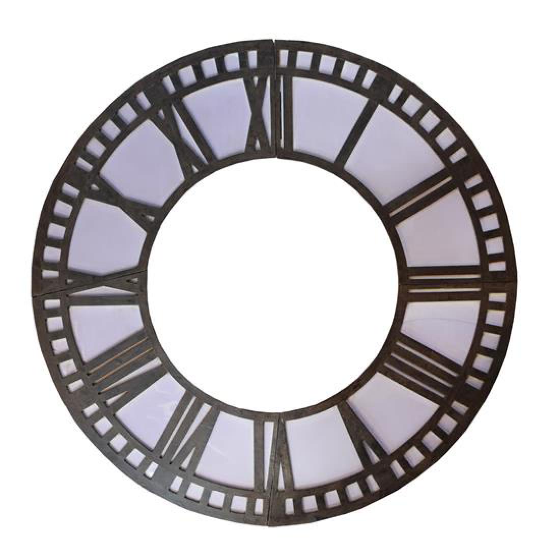 An Iron and Glass Clock Face 60.75" W x 1.5" D x 60.75"