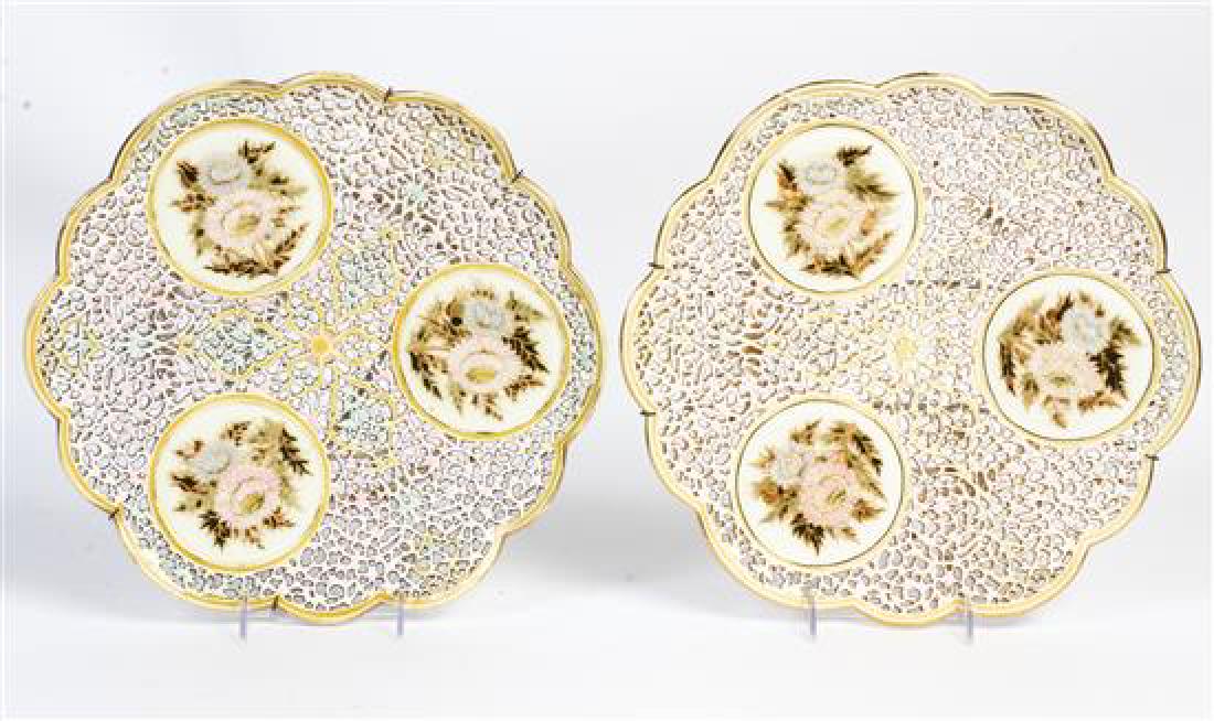 A Pair of Zsolnay Chargers Diameter 13 3/8 inches.: A Pair of Zsolnay Chargers of circular scalloped form having floral and pierced decoration. Diameter 13 3/8 inches. Estimate $400-600
