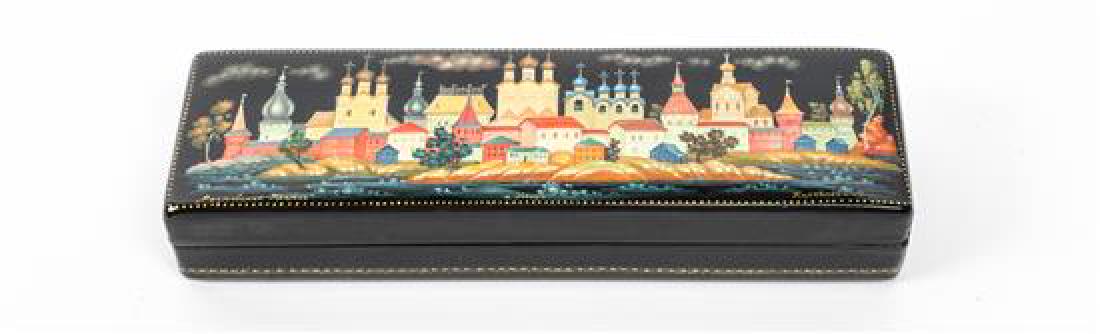 A Russian Lacquered Box Length 7 inches. (1 of 1)